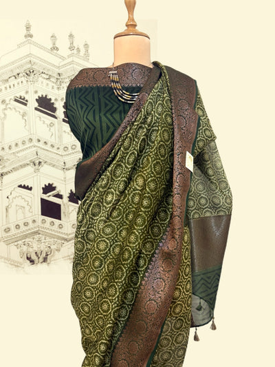 Dhriti Green Printed Cotton Saree