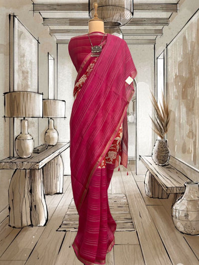 Valencia Orange Printed Cotton Saree