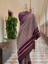 Kampilya Wine Printed Cotton Saree