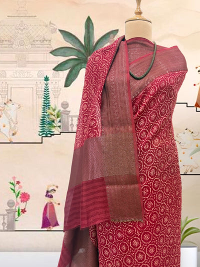 Sindura Red Printed Cotton Saree