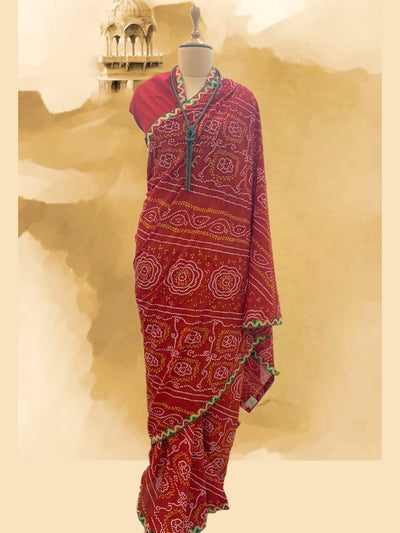 Nawalgarh Red Cotton Saree