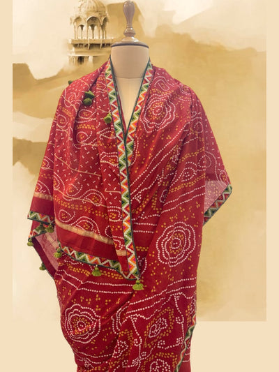 Nawalgarh Red Cotton Saree