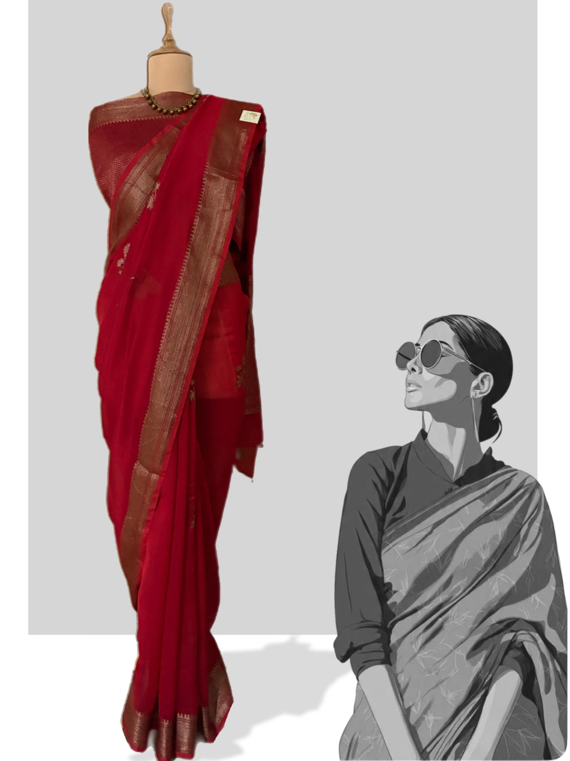 Rukhsar Red Cotton Booti Saree