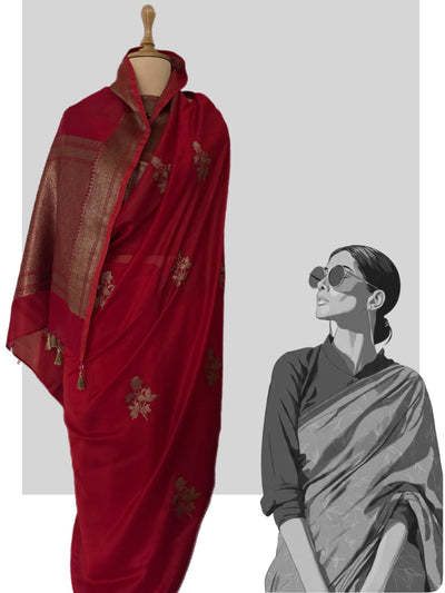 Rukhsar Red Cotton Booti Saree