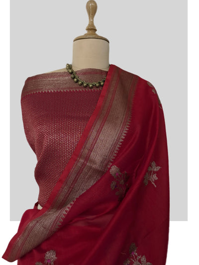 Rukhsar Red Cotton Booti Saree