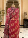 Nemali Red Printed Cotton Saree