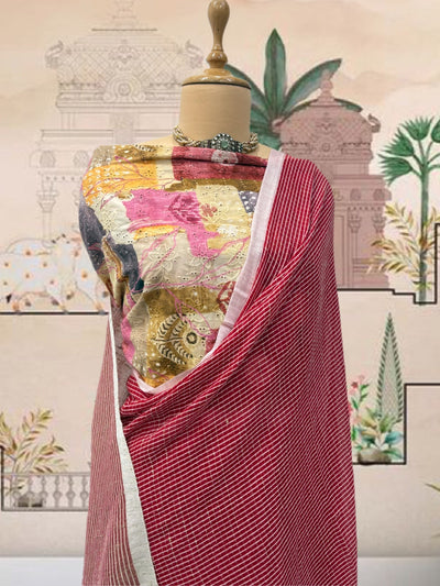 Cooch Behar Red Cotton Saree