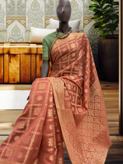 Suhasini Rust Cotton Cutwork Saree