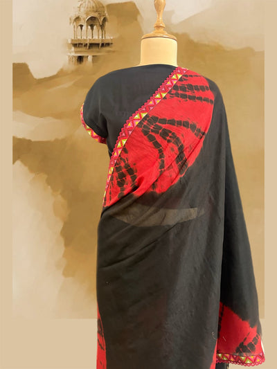 Night On Fire Black Cotton Saree
