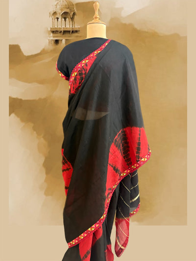 Night On Fire Black Cotton Saree