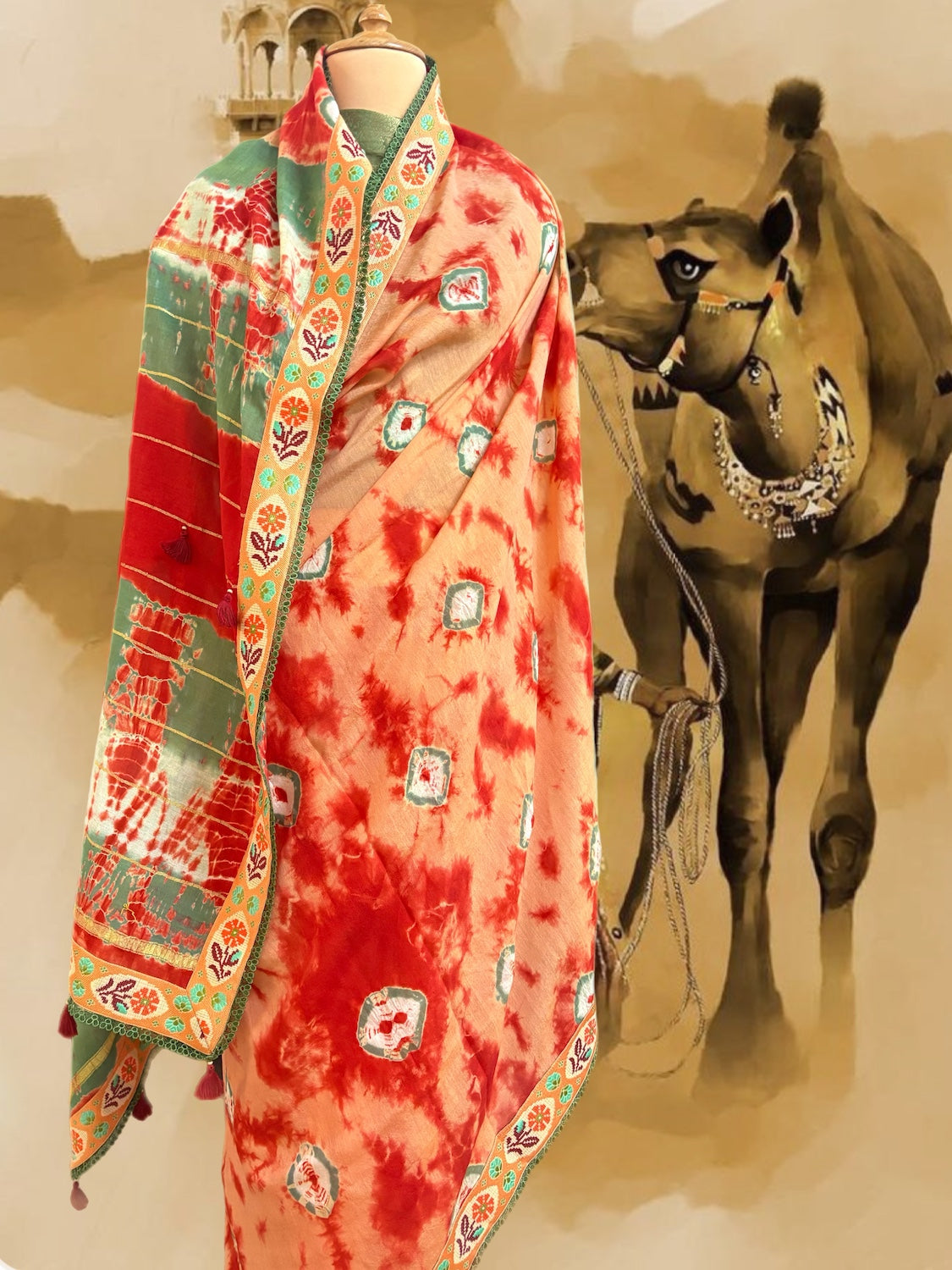 Banjaran Peach Cotton Saree