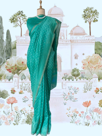 Nilothpala Blue Printed Cotton Saree