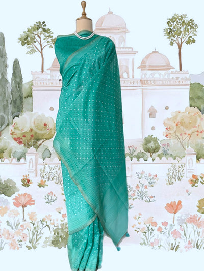 Nilothpala Blue Printed Cotton Saree