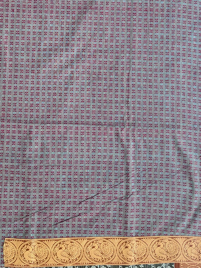 Grey Green Shikargah Cotton Saree