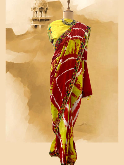 Taragarh Red Cotton Saree