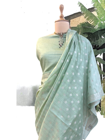 Jalgaon Mint Green Cotton Saree