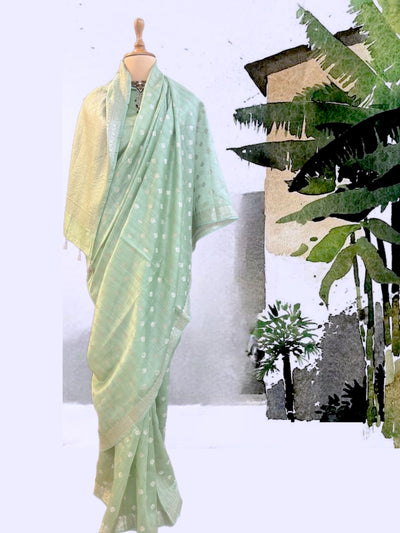 Jalgaon Mint Green Cotton Saree