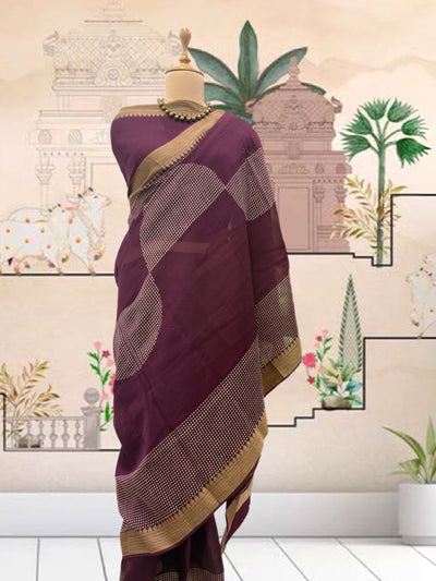 Burgundy Maroon Cotton Saree