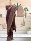 Burgundy Maroon Cotton Saree