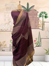 Burgundy Maroon Cotton Saree