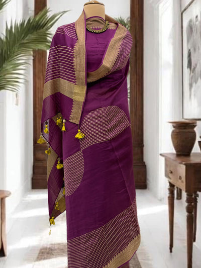 Magenta Wine Cotton Saree