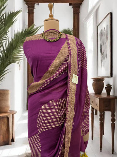 Magenta Wine Cotton Saree