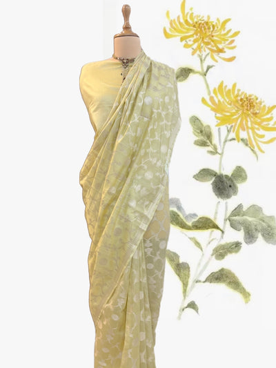 Mashobra Yellow Cotton Saree