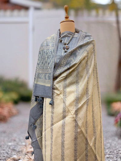 Hansika Off White Moonga Cotton Saree