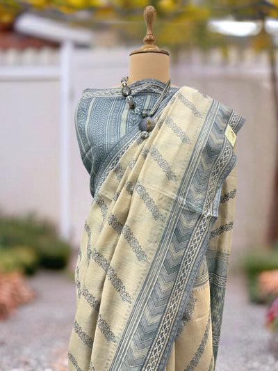 Hansika Off White Moonga Cotton Saree