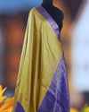 Udupi Mehendi & purple Kanchi Crepe Silk Sari