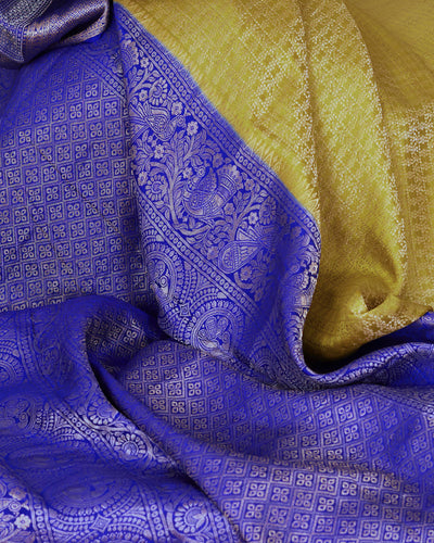 Udupi Mehendi & purple Kanchi Crepe Silk Sari