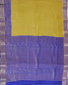 Udupi Mehendi Yellow & Blue Crepe Silk Sari