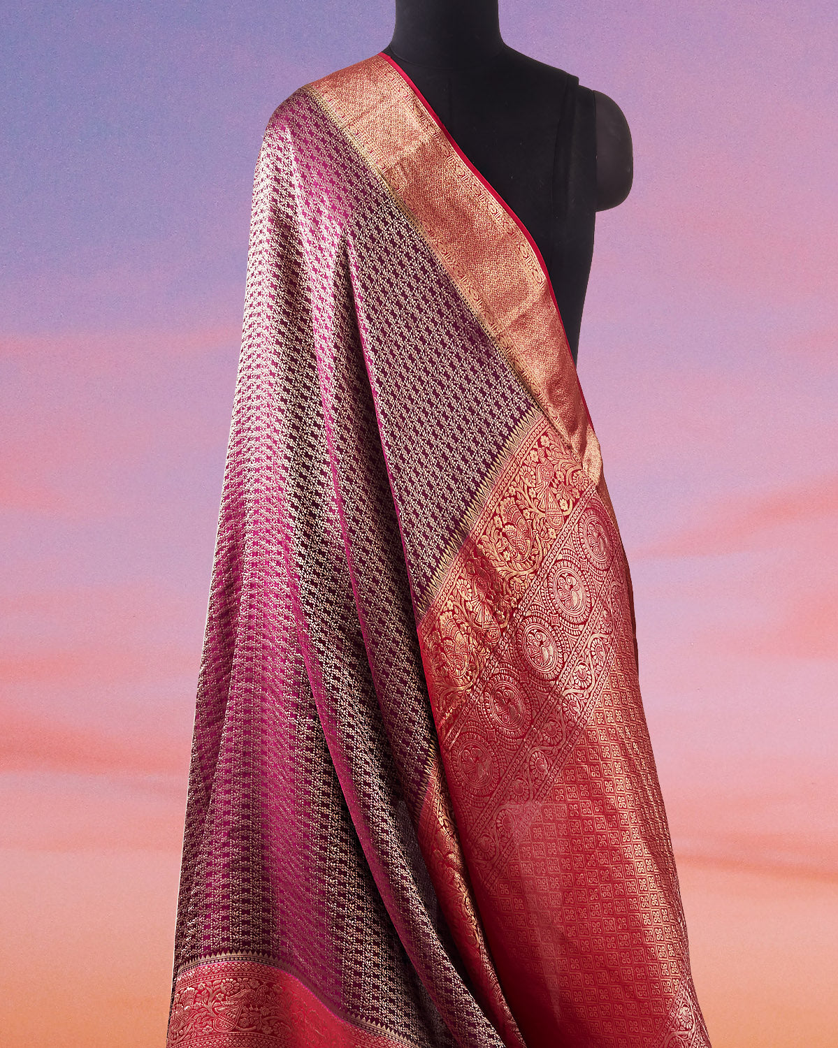 Shringeri Purple & Pink Kanchi Crepe Silk Sari