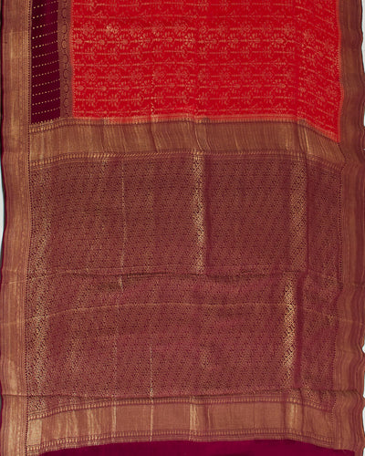 Red & Wine Crepe silk Saree