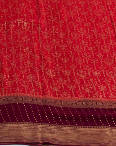Red & Wine Crepe silk Saree