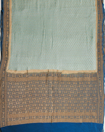 Dakshyani Light Grey Silk Crepe Saree