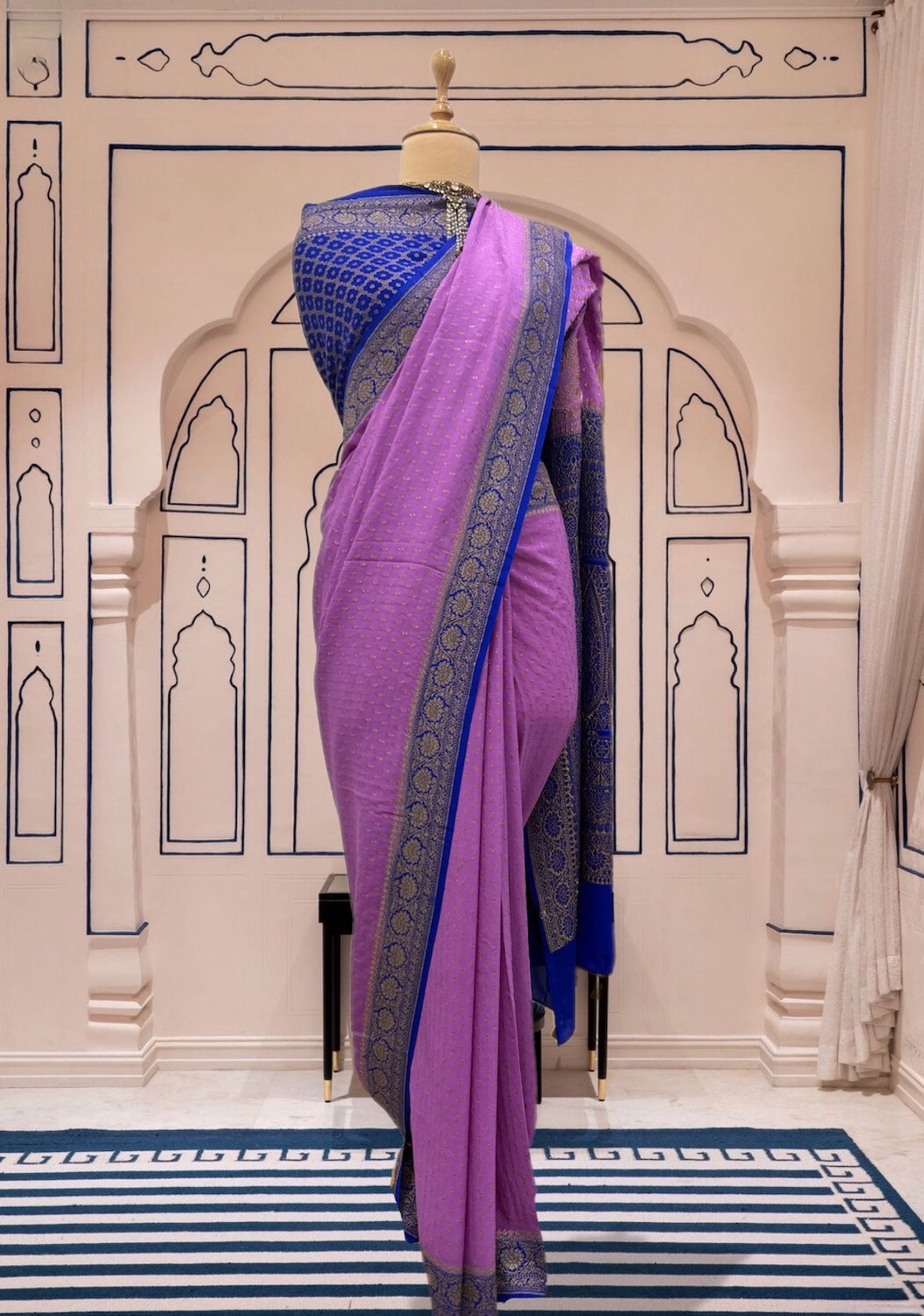 Pallava Lilac Crepe Silk Saree
