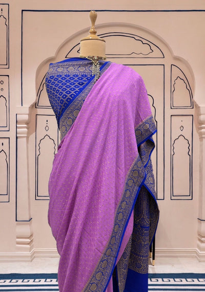 Pallava Lilac Crepe Silk Saree