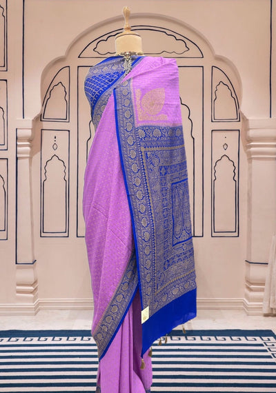Pallava Lilac Crepe Silk Saree
