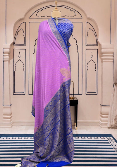 Pallava Lilac Crepe Silk Saree
