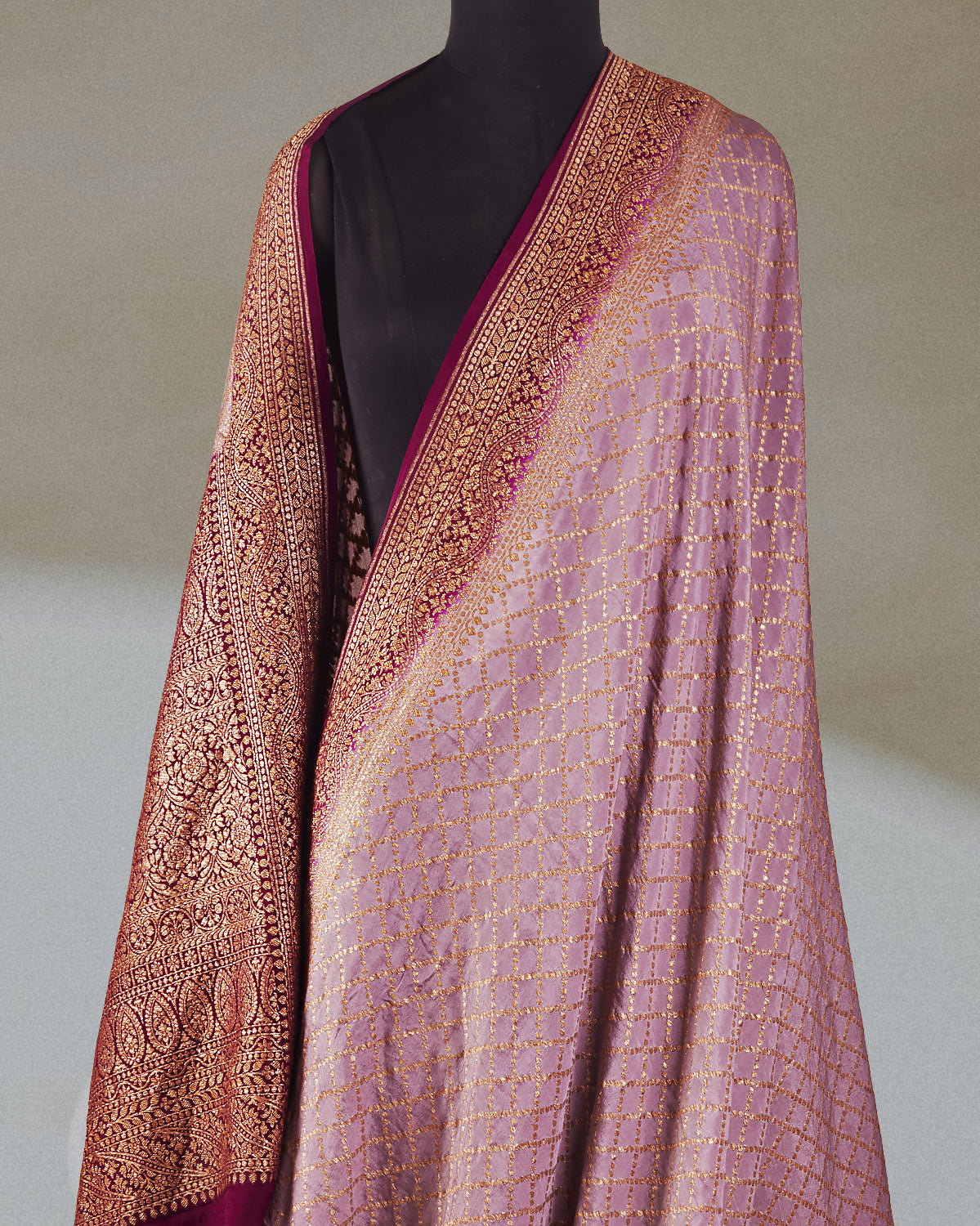 Pallava Lilac Silk Crepe Saree