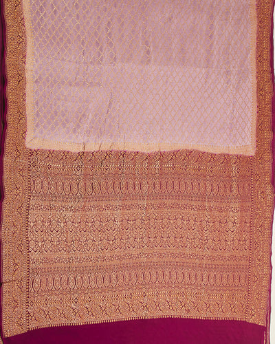Pallava Lilac Silk Crepe Saree