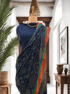 Champaner Blue Crepe Silk Sari