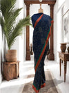 Champaner Blue Crepe Silk Sari