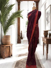 Dholavira burgundy Crepe Silk Sari
