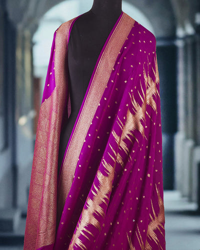 Heartbeat Purple Chevron Crepe Silk Saree