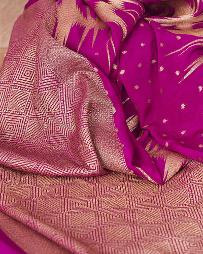 Heartbeat Purple Chevron Crepe Silk Saree