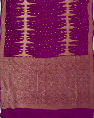 Heartbeat Purple Chevron Crepe Silk Saree