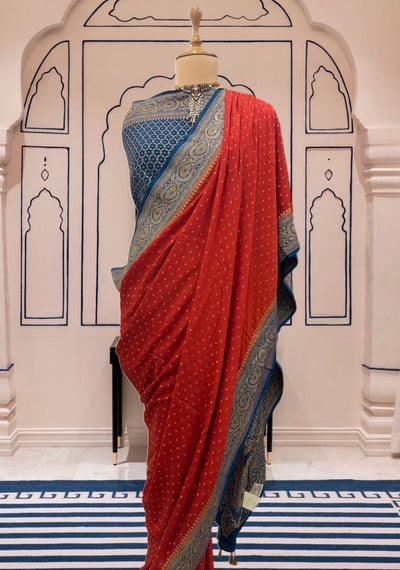 Kakatiya Rust Crepe Silk Saree