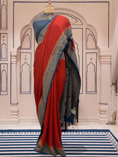 Kakatiya Rust Crepe Silk Saree